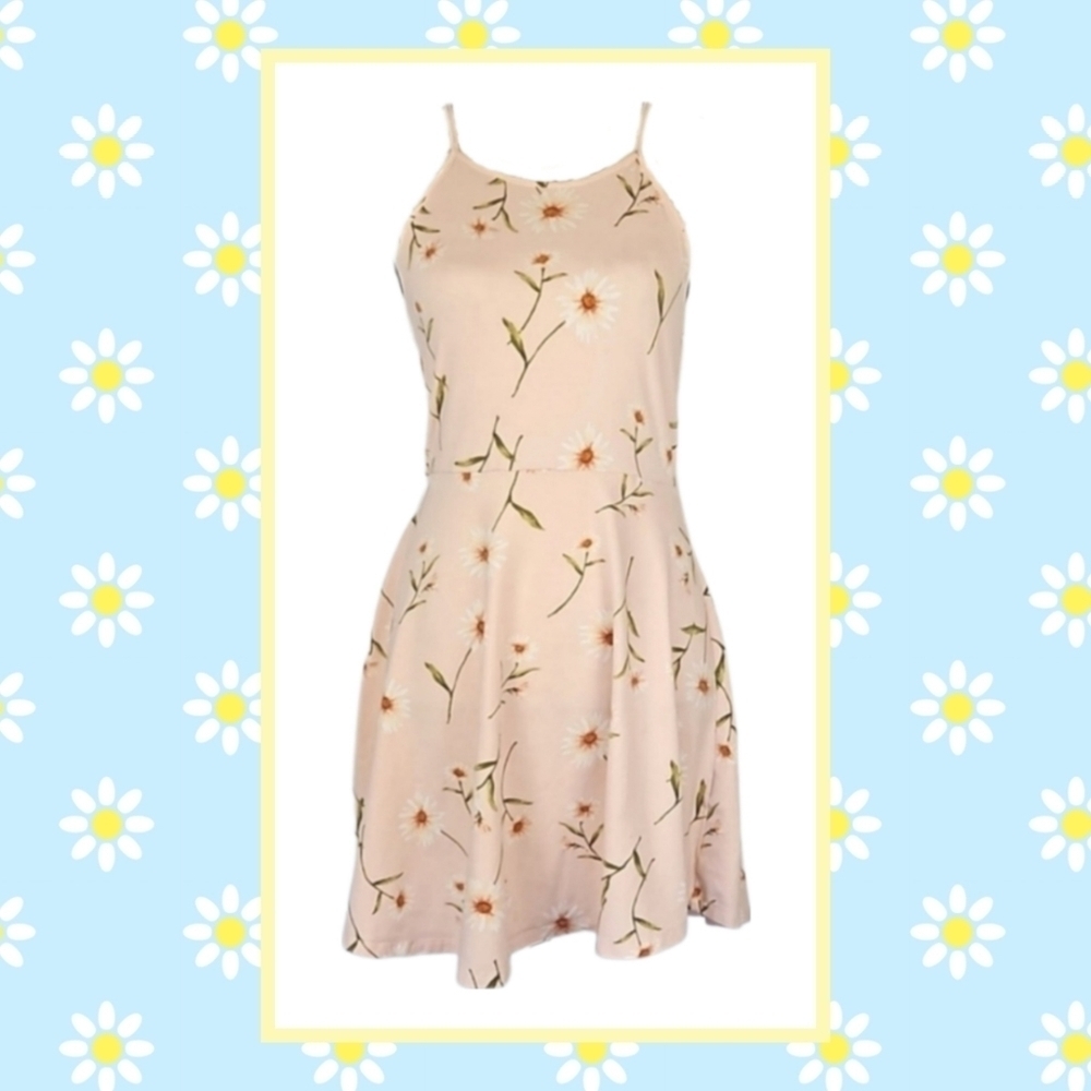Y2K Daisy Dress Pastel Pink Floral Mini Summer Sundress Cami Straps Forever 21